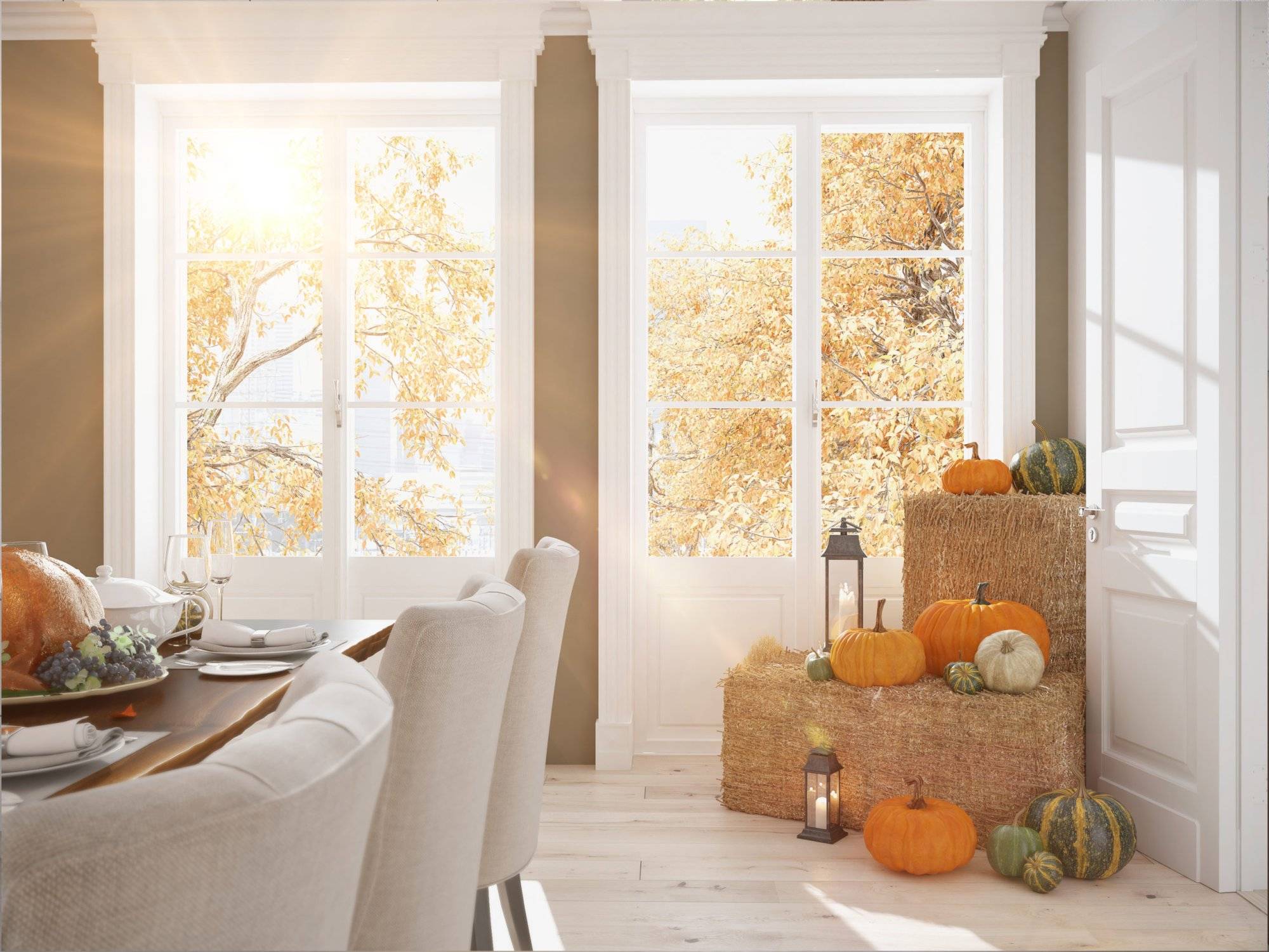 nordic kitchen in an apartment. 3D rendering. thanksgiving concept. nordic kitchen in an apartment. 3D rendering. thanksgiving concept.